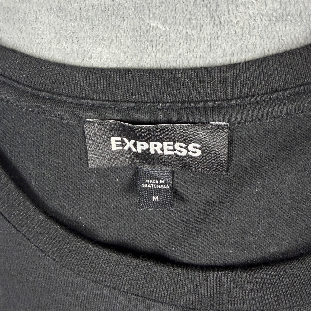 Express Mens Black Monstera Graphic T Shirt Crew Neck Medium - Picture 2 of 6